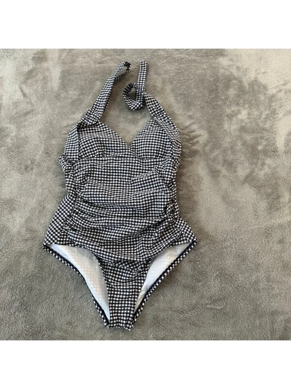 Draper James RSVP Blue Gingham One PIece Swimsuit Women's MEDIUM Halter